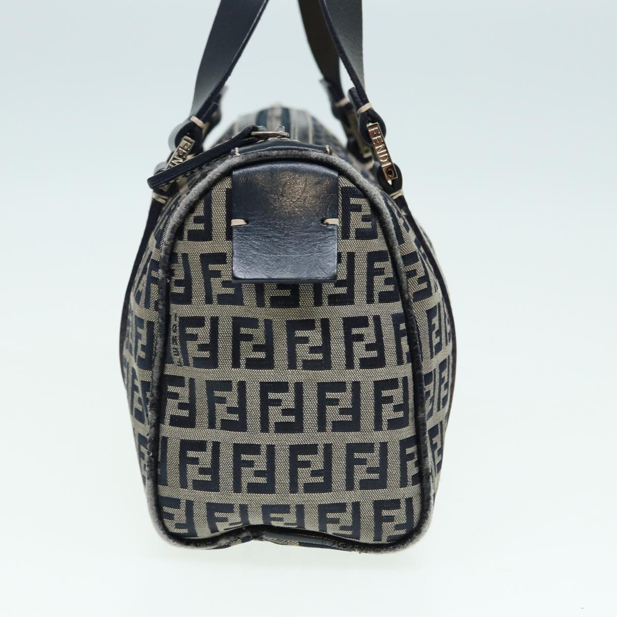 FENDI Zucchino Canvas Hand Bag Navy Auth yk13837