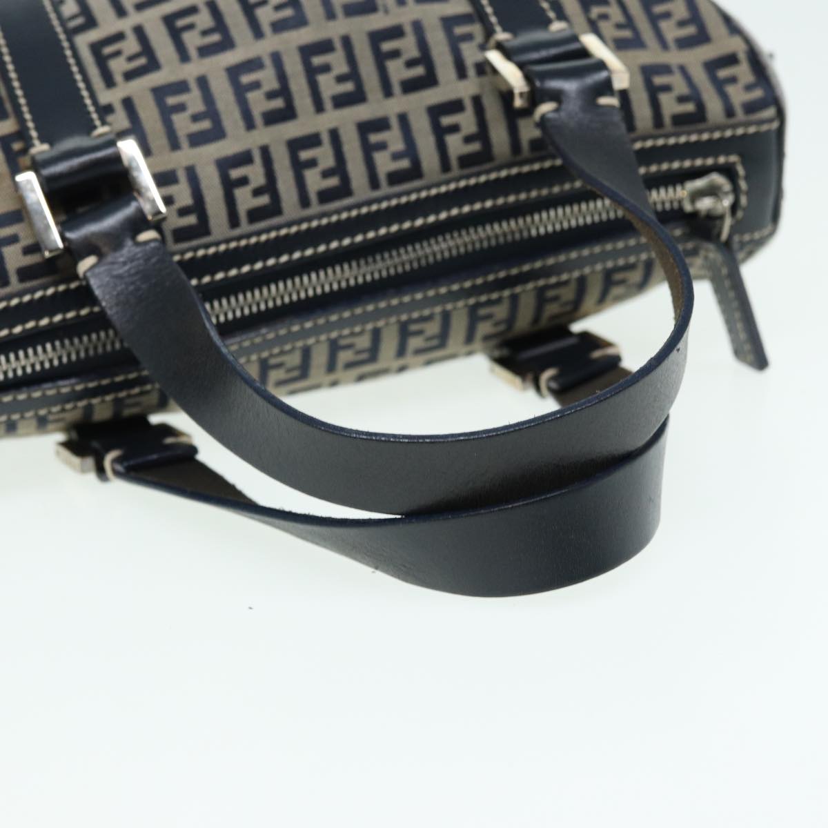 FENDI Zucchino Canvas Hand Bag Navy Auth yk13837