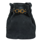 Salvatore Ferragamo Gancini Shoulder Bag Suede Navy Auth yk13840-13