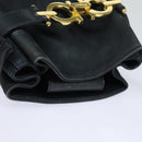 Salvatore Ferragamo Gancini Shoulder Bag Suede Navy Auth yk13840-6