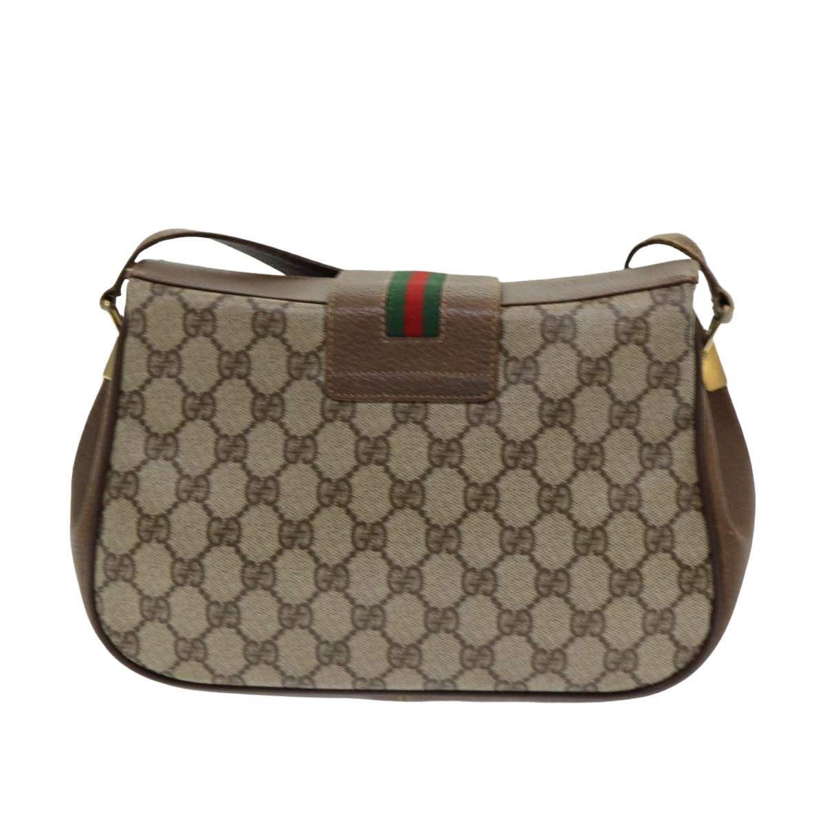 GUCCI GG Supreme Web Sherry Line Shoulder Bag PVC Beige 116 02 076 Auth yk13885 - 0