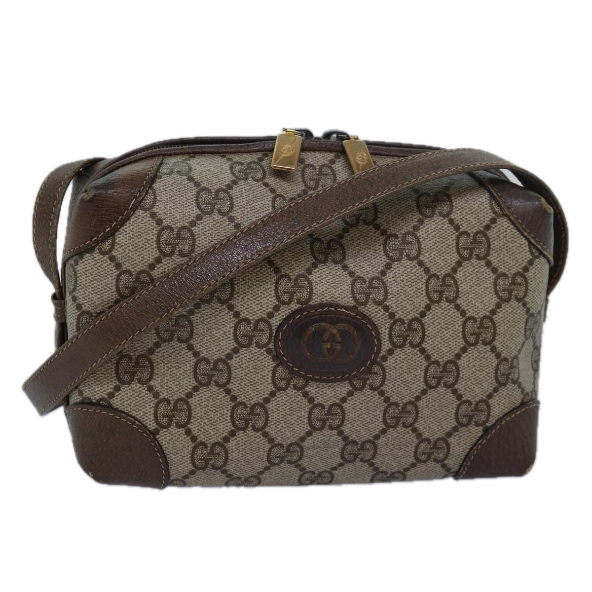 GUCCI GG Supreme Shoulder Bag PVC Beige Auth yk13896