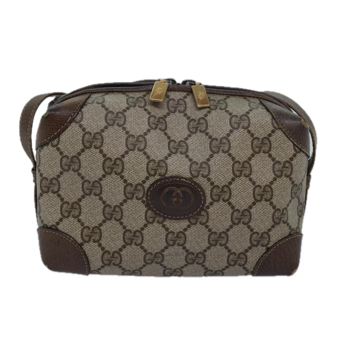 GUCCI GG Supreme Shoulder Bag PVC Beige Auth yk13896