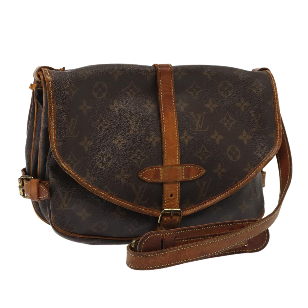 LOUIS VUITTON Monogram Saumur 30 Shoulder Bag M42256 LV Auth yk13898