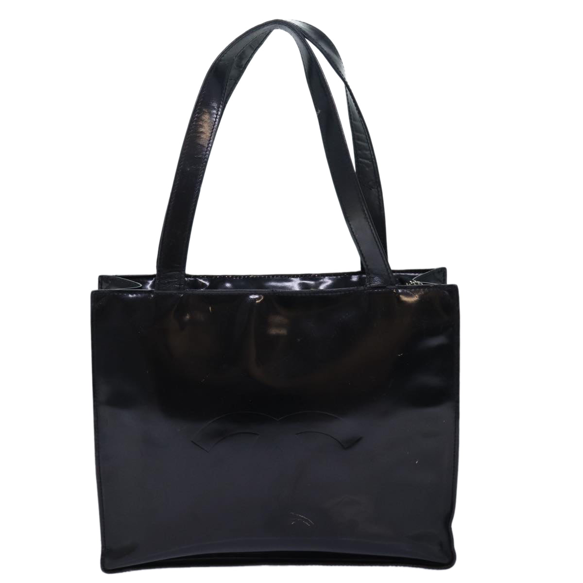 CHANEL Tote Bag Enamel Black CC Auth yk13900 - 0