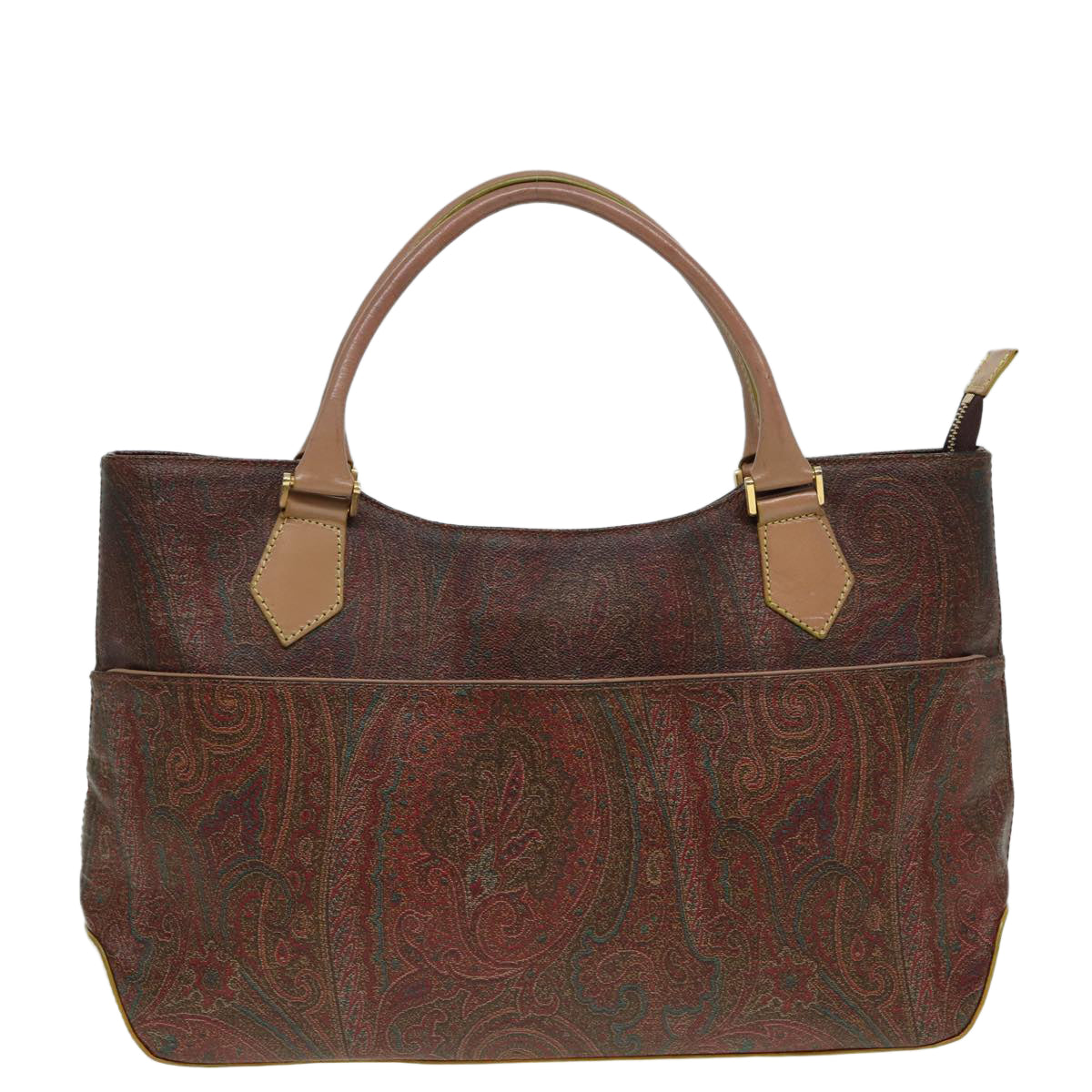 ETRO Paisley Hand Bag PVC Leather 2way Brown Auth yk13913