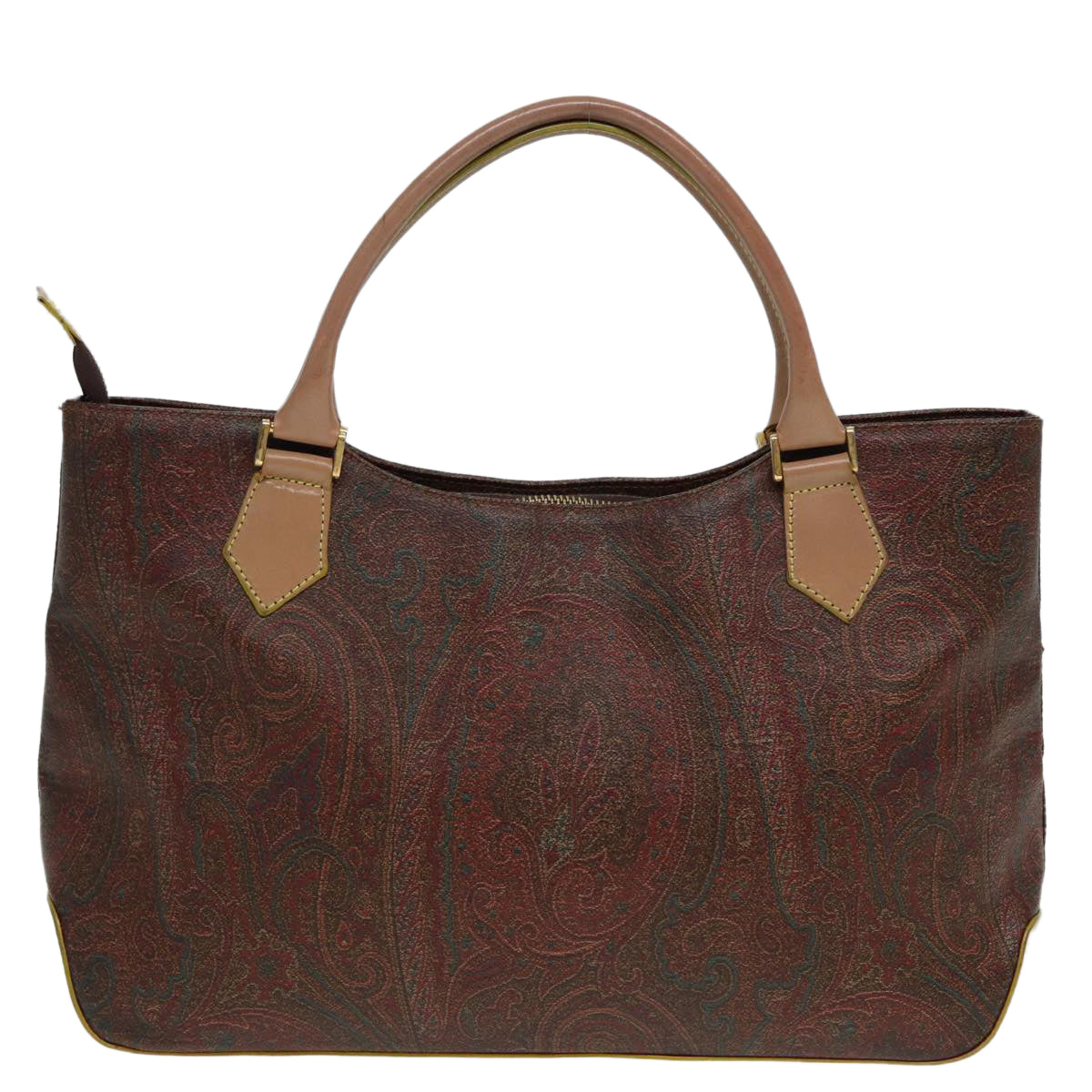 ETRO Paisley Hand Bag PVC Leather 2way Brown Auth yk13913 - 0