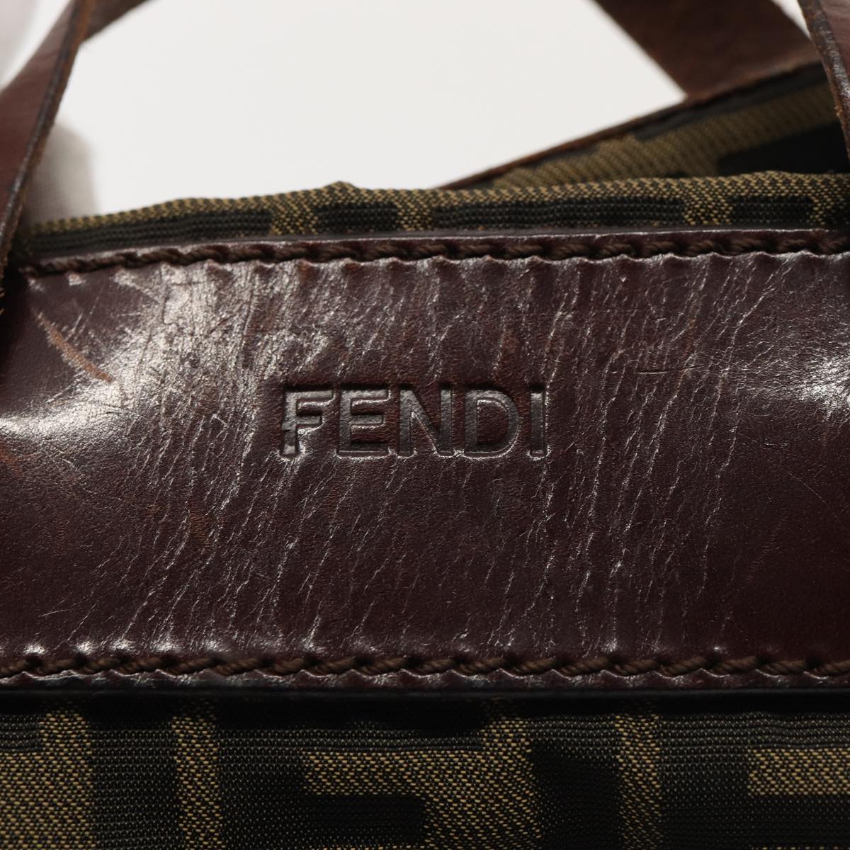 FENDI Zucca Canvas Hand Bag Brown Black Auth yk13929