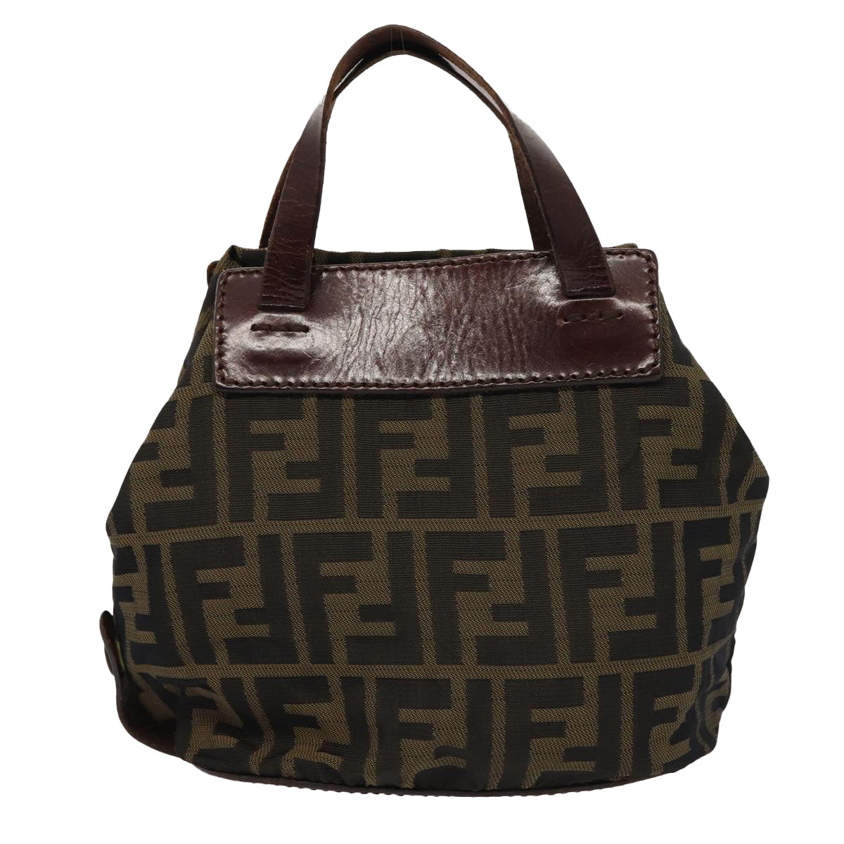 FENDI Zucca Canvas Hand Bag Brown Black Auth yk13929 - 0