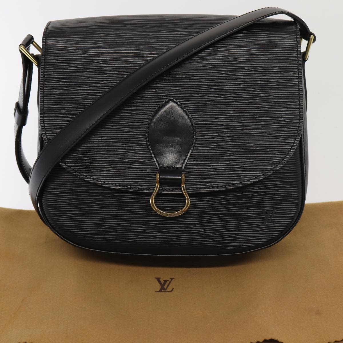 LOUIS VUITTON Epi Saint Cloud GM Shoulder Bag Black Noir M52192 LV Auth yk13931