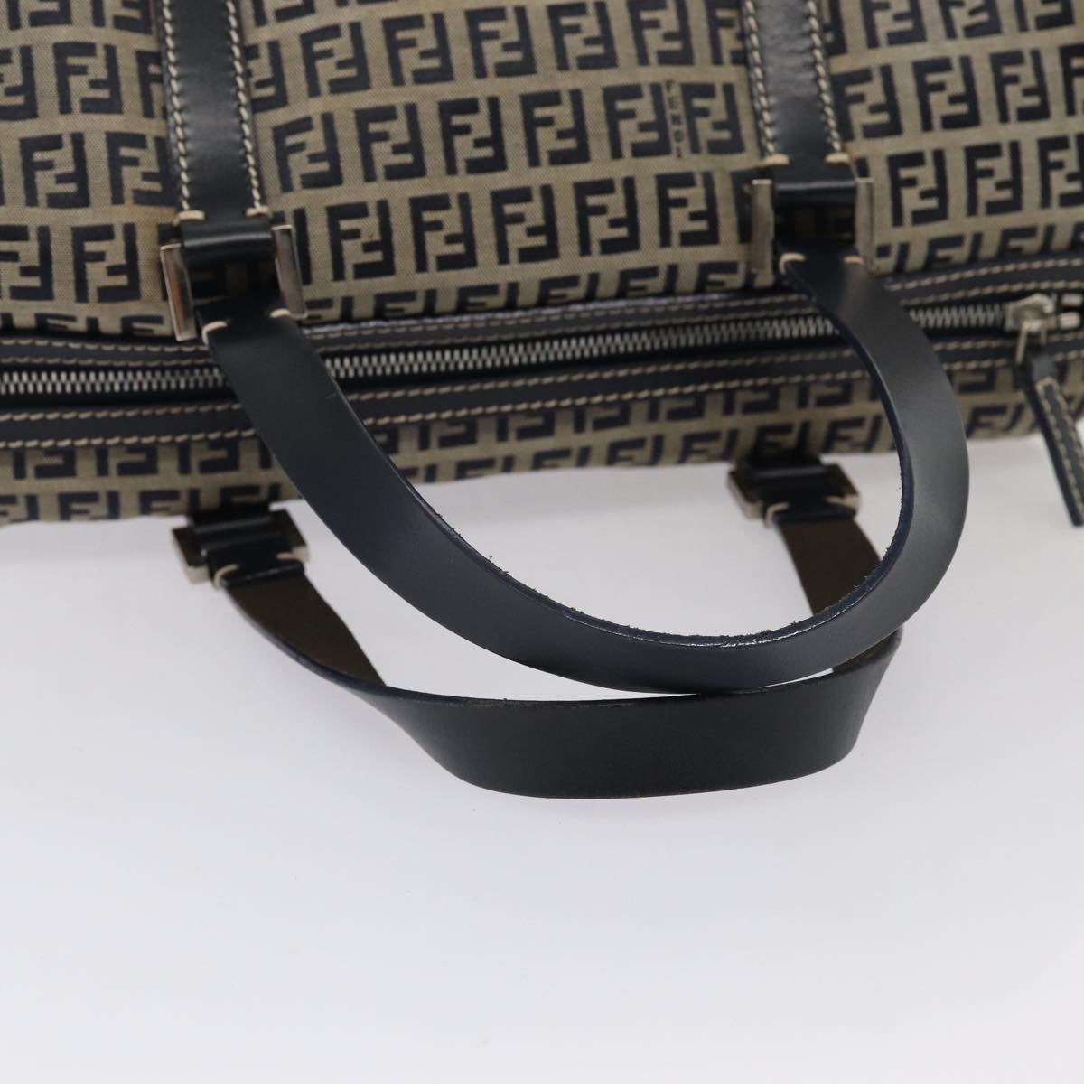 FENDI Zucchino Canvas Hand Bag Navy Auth yk13932