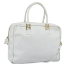 FENDI Hand Bag Leather 2way White Auth yk13942-1