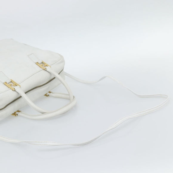 FENDI Hand Bag Leather 2way White Auth yk13942