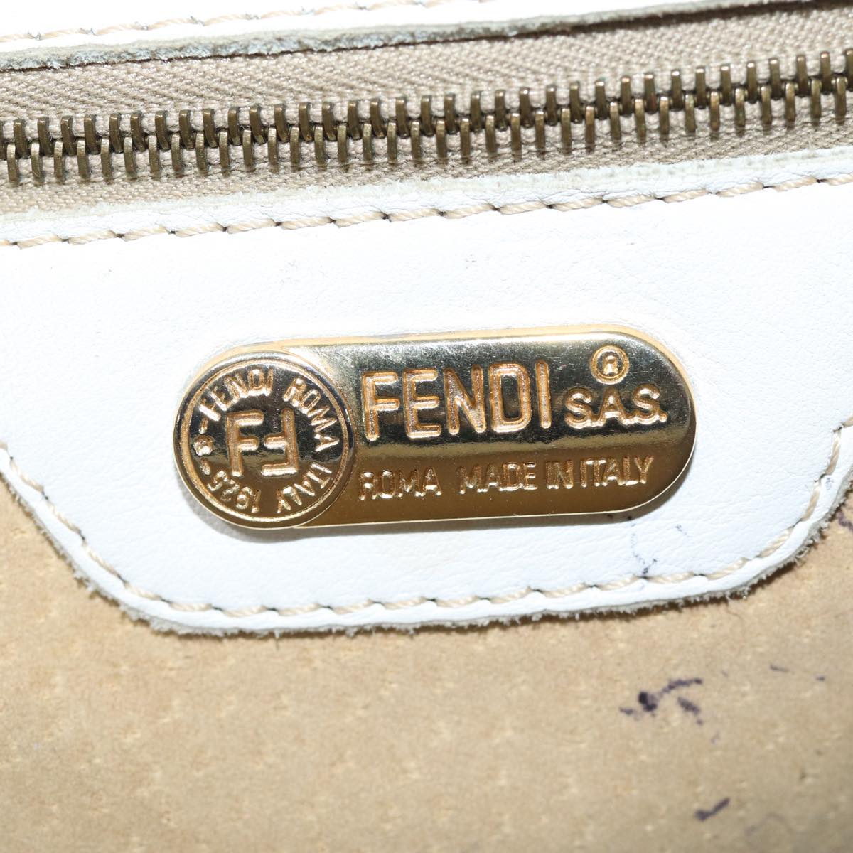 FENDI Hand Bag Leather 2way White Auth yk13942