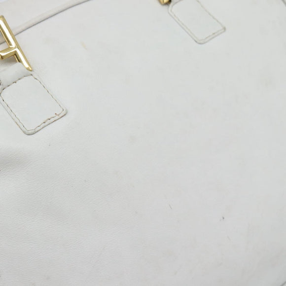 FENDI Hand Bag Leather 2way White Auth yk13942