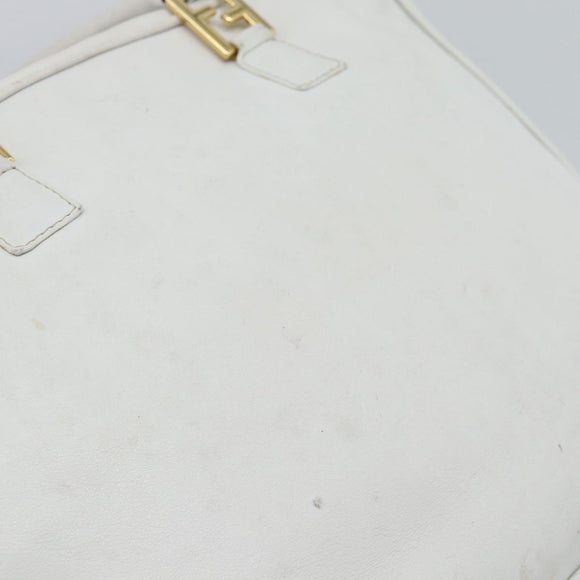 FENDI Hand Bag Leather 2way White Auth yk13942