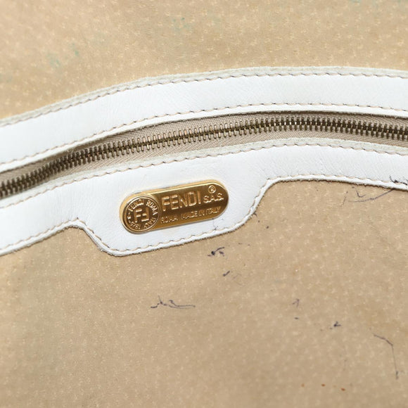 FENDI Hand Bag Leather 2way White Auth yk13942