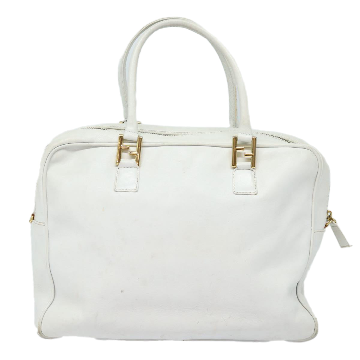 FENDI Hand Bag Leather 2way White Auth yk13942 - 0