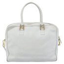 FENDI Hand Bag Leather 2way White Auth yk13942-2