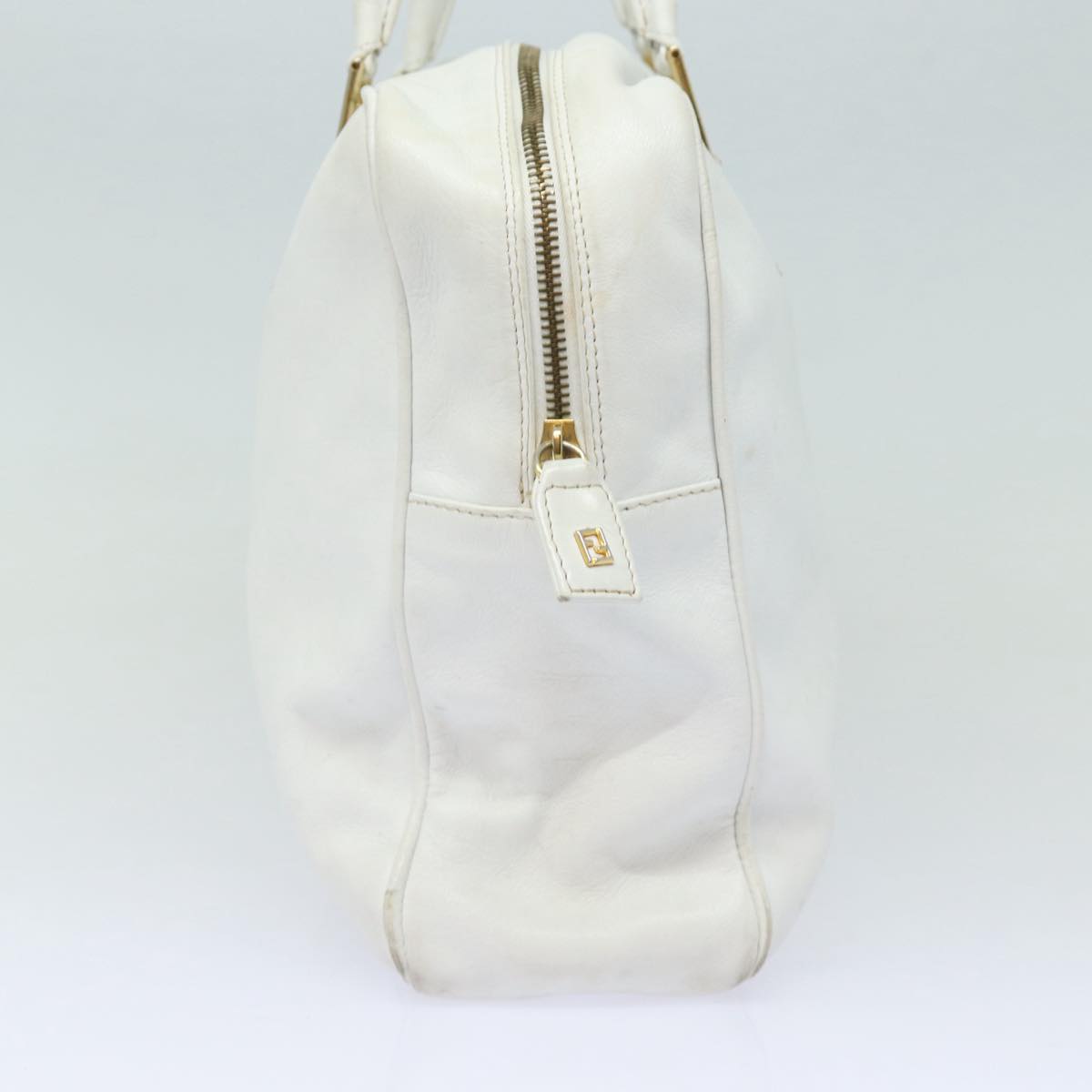 FENDI Hand Bag Leather 2way White Auth yk13942