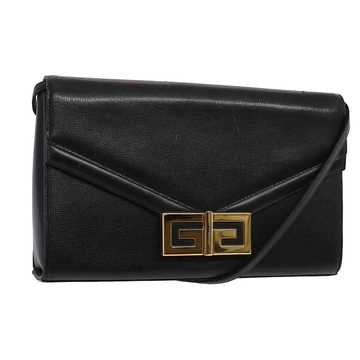 GIVENCHY Shoulder Bag Leather Black Auth yk13945