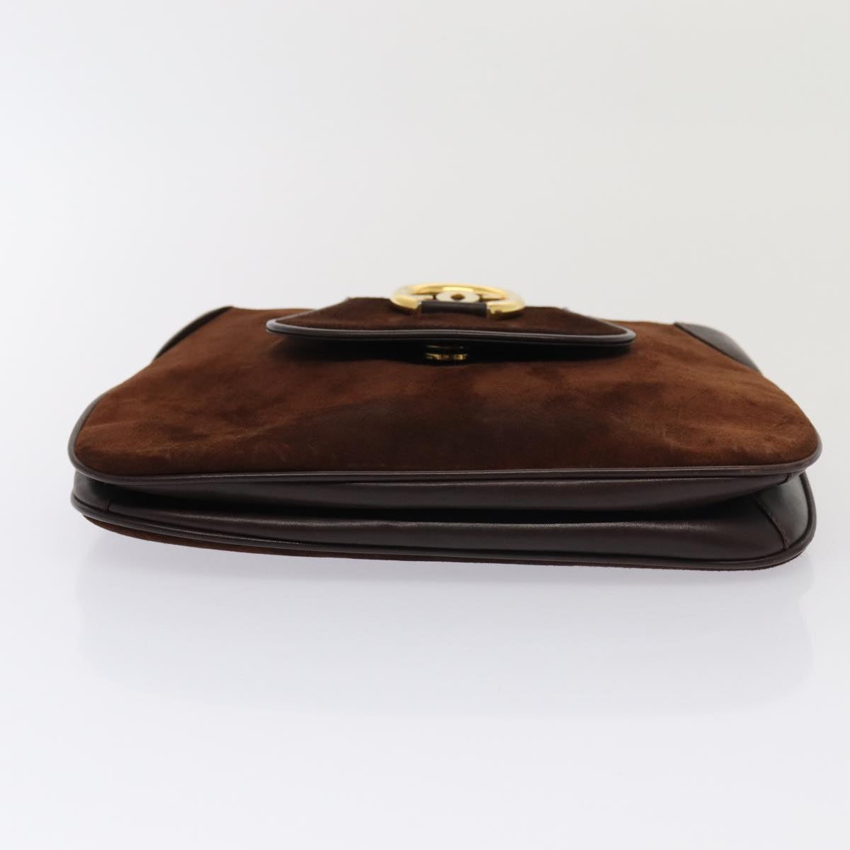 GUCCI Chain Shoulder Bag Suede Brown Auth yk13962