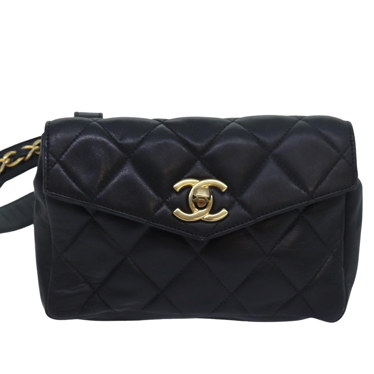 CHANEL Matelasse Chain Waist bag Leather Black CC Auth yk13967 - 0