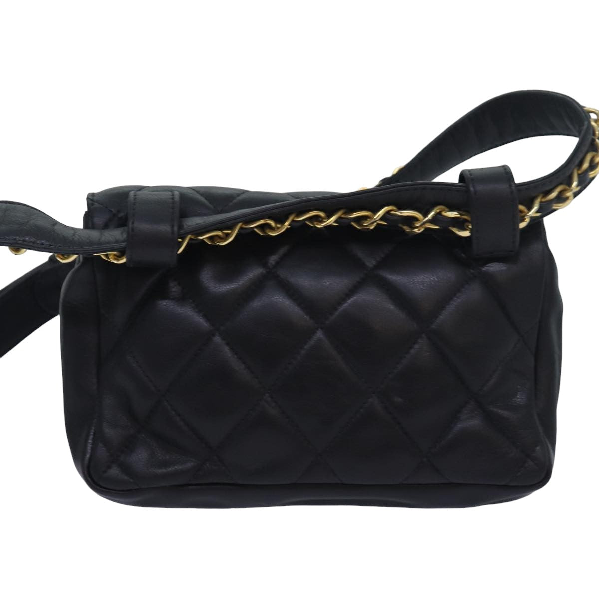 CHANEL Matelasse Chain Waist bag Leather Black CC Auth yk13967