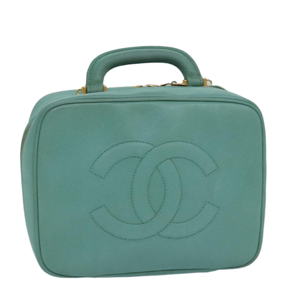 CHANEL Vanity COCO Mark Handtasche Kalbsleder Smaragdgrün CC Auth yk13974AV