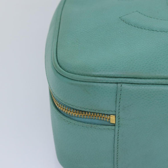 CHANEL Vanity COCO Mark Hand Bag Caviar Skin Emerald Green CC Auth yk13974AV