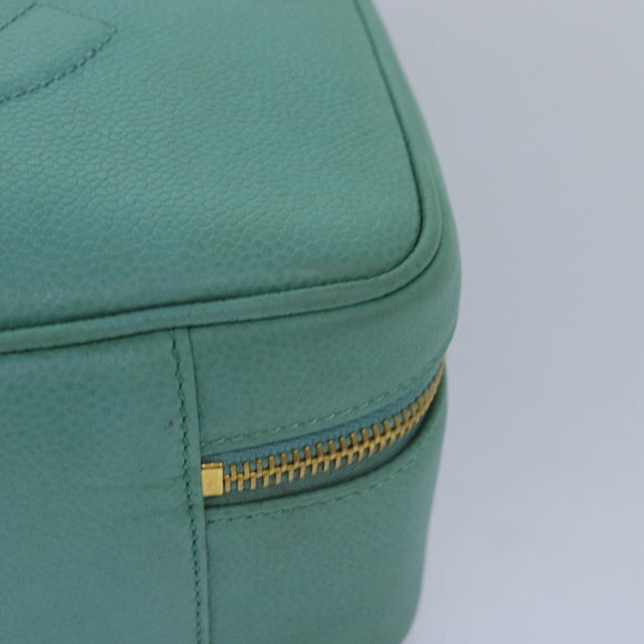 CHANEL Vanity COCO Mark Hand Bag Caviar Skin Emerald Green CC Auth yk13974AV
