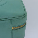 CHANEL Vanity COCO Mark Hand Bag Calf Skin Emerald Green CC Auth yk13974AV-15