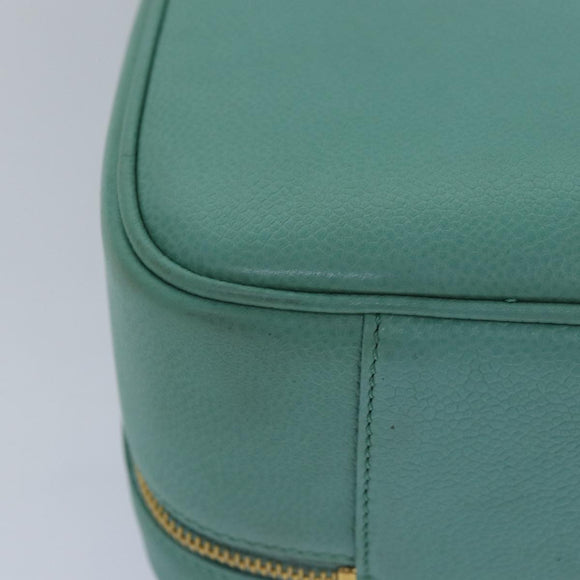 CHANEL Vanity COCO Mark Hand Bag Caviar Skin Emerald Green CC Auth yk13974AV