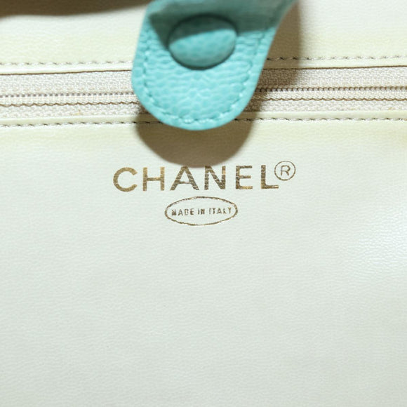 CHANEL Vanity COCO Mark Hand Bag Calf Skin Emerald Green CC Auth yk13974AV