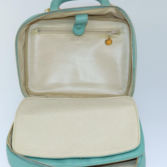 CHANEL Vanity COCO Mark Hand Bag Caviar Skin Emerald Green CC Auth yk13974AV