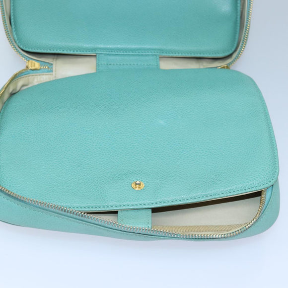 CHANEL Vanity COCO Mark Hand Bag Calf Skin Emerald Green CC Auth yk13974AV