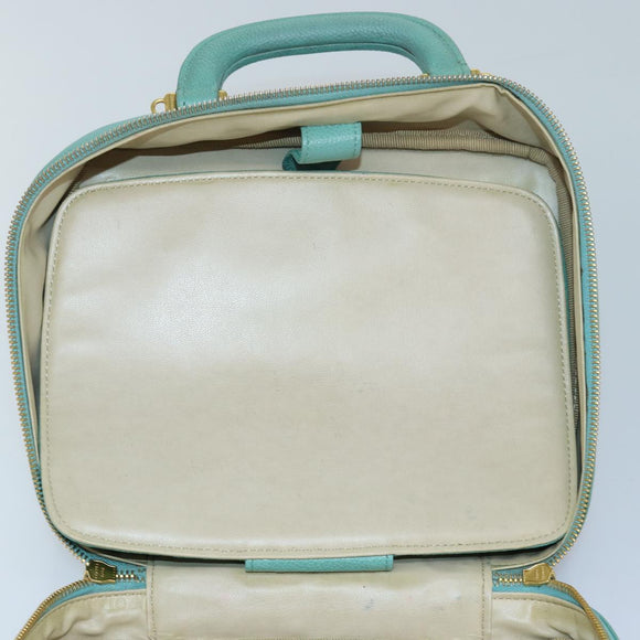 CHANEL Vanity COCO Mark Hand Bag Caviar Skin Emerald Green CC Auth yk13974AV