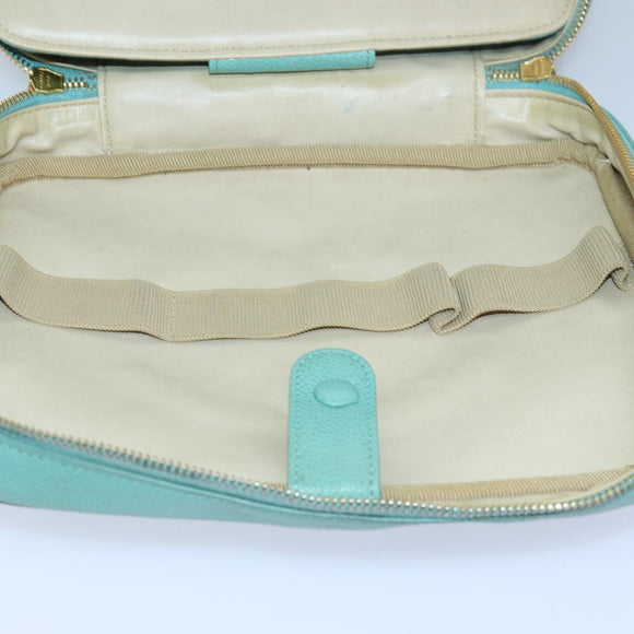 CHANEL Vanity COCO Mark Hand Bag Calf Skin Emerald Green CC Auth yk13974AV