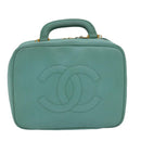 CHANEL Vanity COCO Mark Hand Bag Calf Skin Emerald Green CC Auth yk13974AV-13