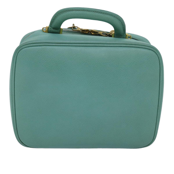 CHANEL Vanity COCO Mark Hand Bag Calf Skin Emerald Green CC Auth yk13974AV