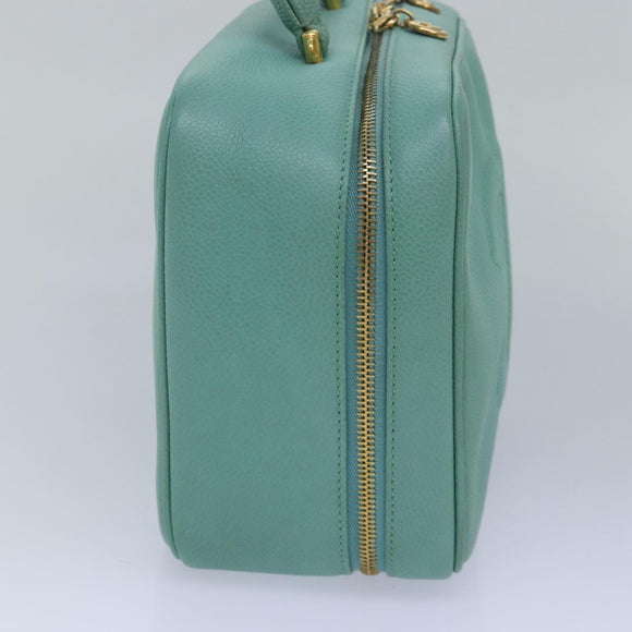 CHANEL Vanity COCO Mark Hand Bag Caviar Skin Emerald Green CC Auth yk13974AV