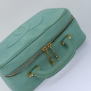 CHANEL Vanity COCO Mark Hand Bag Calf Skin Emerald Green CC Auth yk13974AV-6