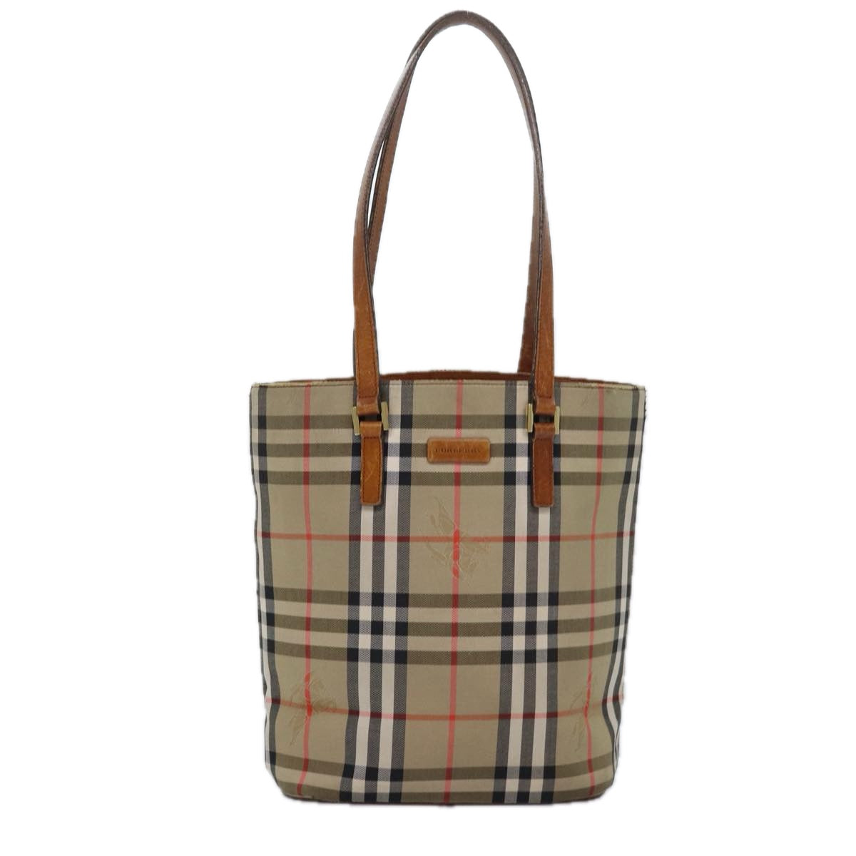 BURBERRY Nova Check Tote Bag Canvas Beige Auth yk13983