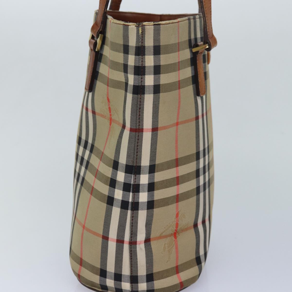 BURBERRY Nova Check Tote Bag Canvas Beige Auth yk13983