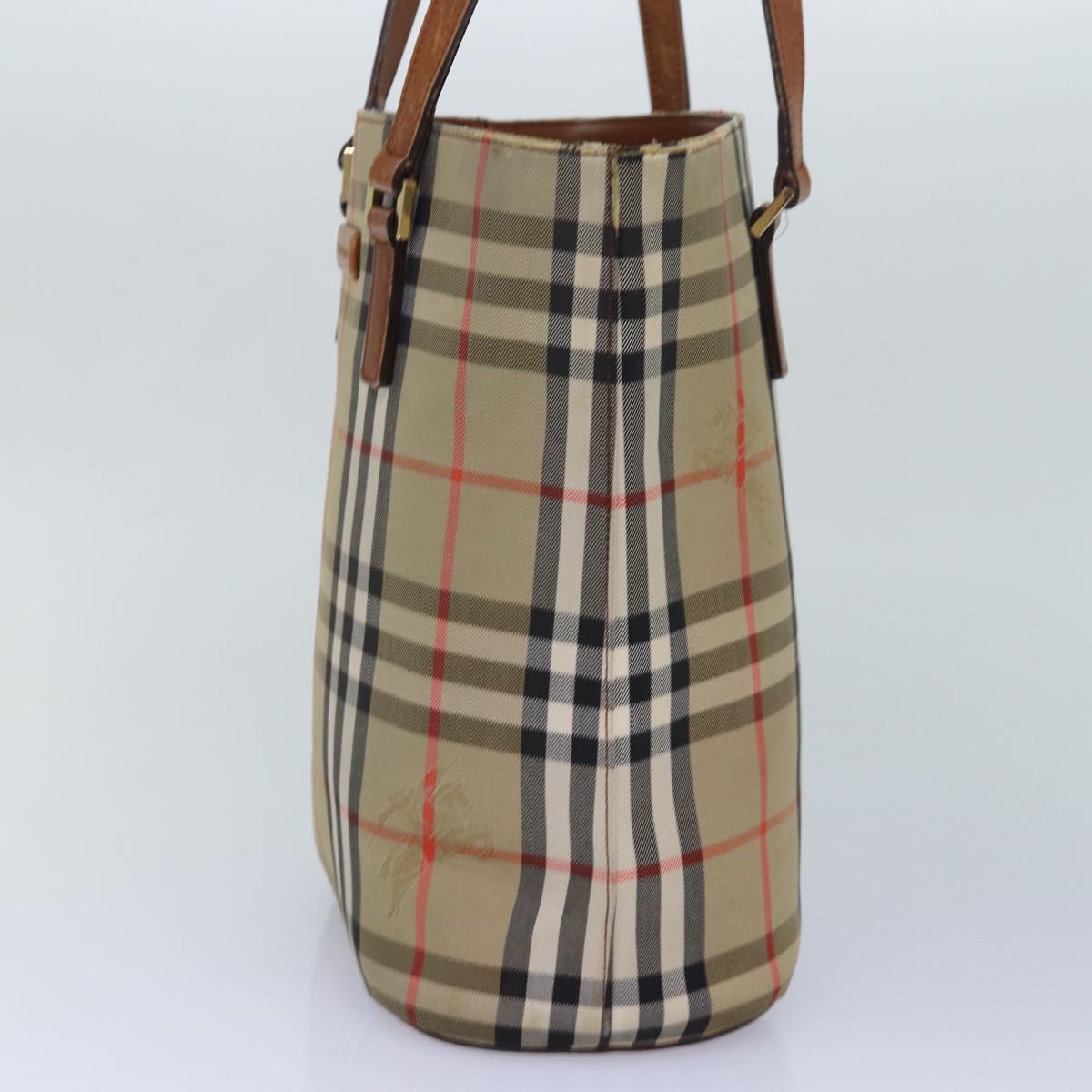 BURBERRY Nova Check Tote Bag Canvas Beige Auth yk13983