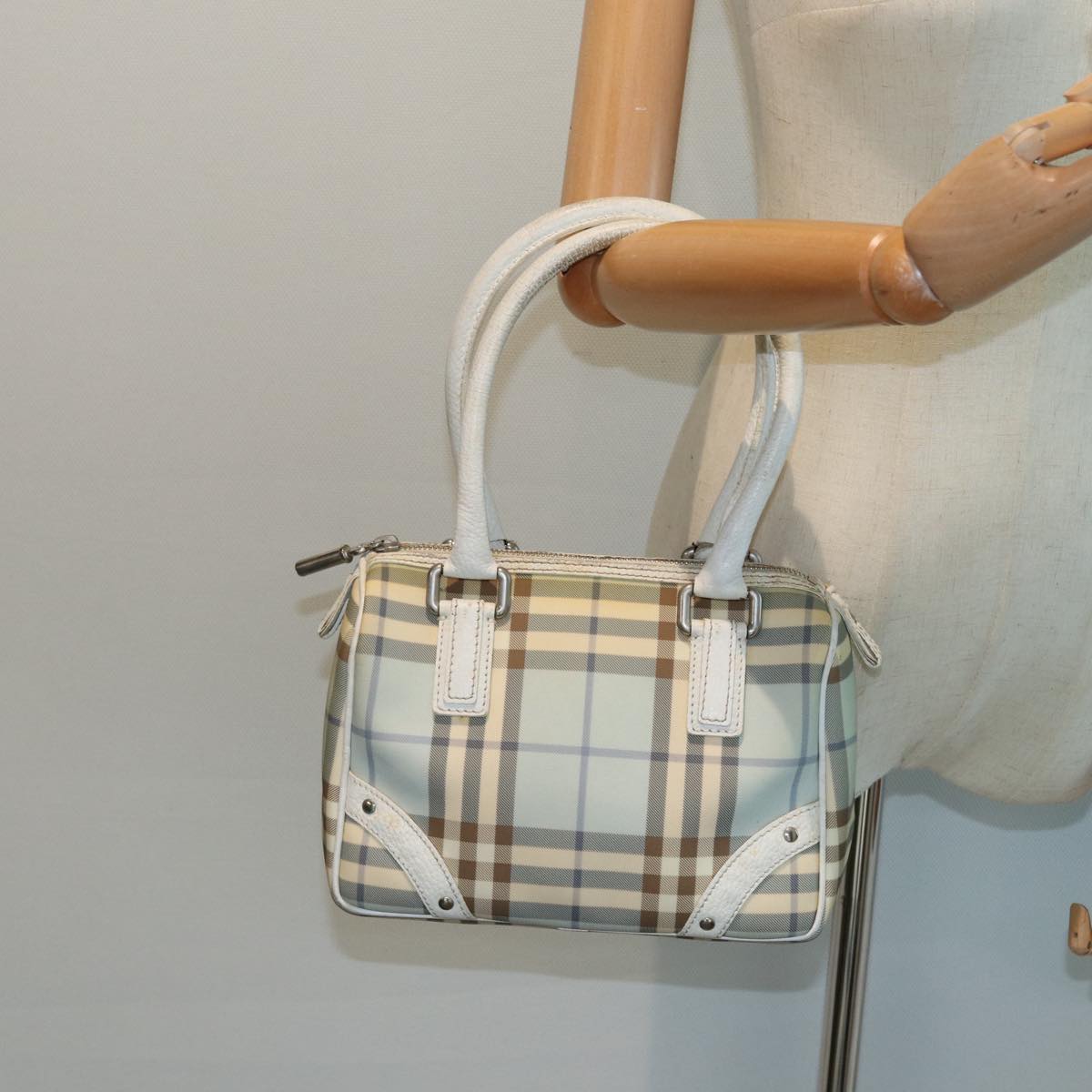 BURBERRY Nova Check Hand Bag PVC Blue Auth yk13985