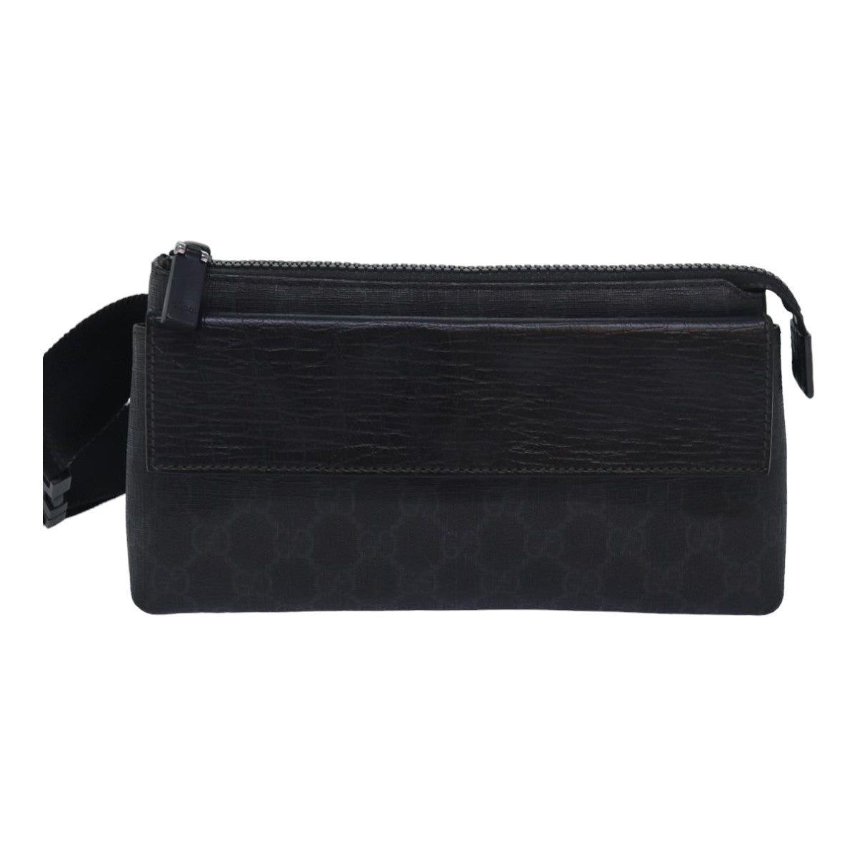 GUCCI GG Supreme Waist bag PVC Black 161833 Auth yk13986