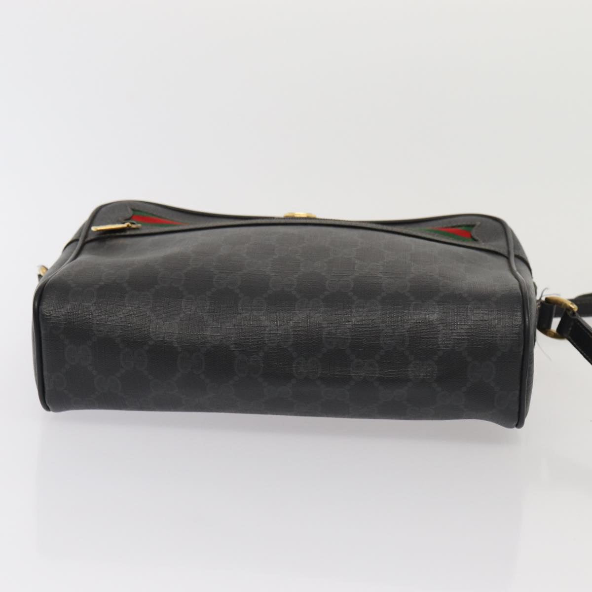 GUCCI GG Canvas Web Sherry Line Bag Black Red Green 98 02 088 Auth yk13996