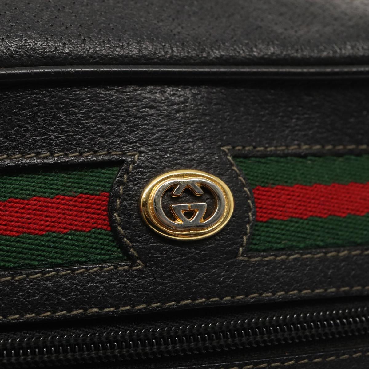 GUCCI GG Canvas Web Sherry Line Bag Black Red Green 98 02 088 Auth yk13996