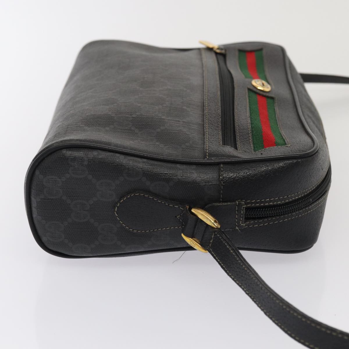 GUCCI GG Canvas Web Sherry Line Bag Black Red Green 98 02 088 Auth yk13996